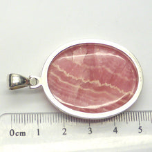 Load image into Gallery viewer, Rhodochrosite Pendant |  Salmon Red with characteristic white curved inclusions | Quality 925 Sterling Silver Setting with open back | Deep compassion, wish fulfillment | Genuine Gems from Crystal Heart Melbourne Australia since 1986