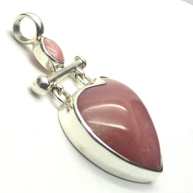 Pink Opalina Heart Pendant | Rhodochrosite Accent | Awaken and Refince compassionate Love |  Unique Steampunk Goddess Design | 925 Sterling Silver |  Quality Silver Work | Custom made  Bail | Genuine Gems from Crystal Heart Melbourne Australia since 1986