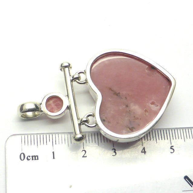 Pink Opalina Heart Pendant | Rhodochrosite Accent | Awaken and Refince compassionate Love |  Unique Steampunk Goddess Design | 925 Sterling Silver |  Quality Silver Work | Custom made  Bail | Genuine Gems from Crystal Heart Melbourne Australia since 1986