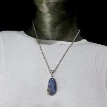 Load image into Gallery viewer, Cabochon of Blue Kyanite | Freeform Oval | 925 Sterling Silver | Silver Rope and Ball work | rose and yellow gold plate | Protective for EMFs | Doesn&#39;t hold Negativity | Spiritual Vision | Improves Perception | Genuine Gems from Crystal Heart Melbourne Australia since 1986