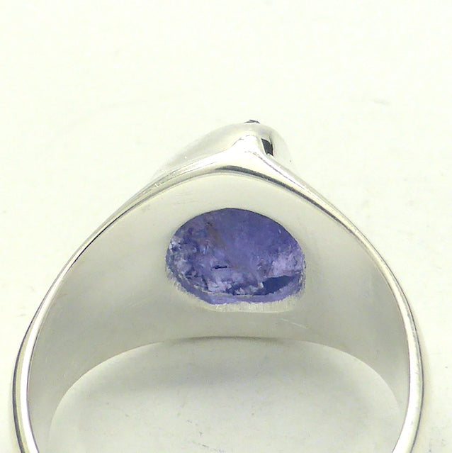 Tanzanite Ring | Rough Nugget | Beautiful blue violet | 925 Sterling Silver | Bezel set in a signet style with substantial silver | US Size 7 | AUS Size N1/2 | reach your Highest Spiritual potential | Genuine Gems from Crystal Heart Melbourne since 1986