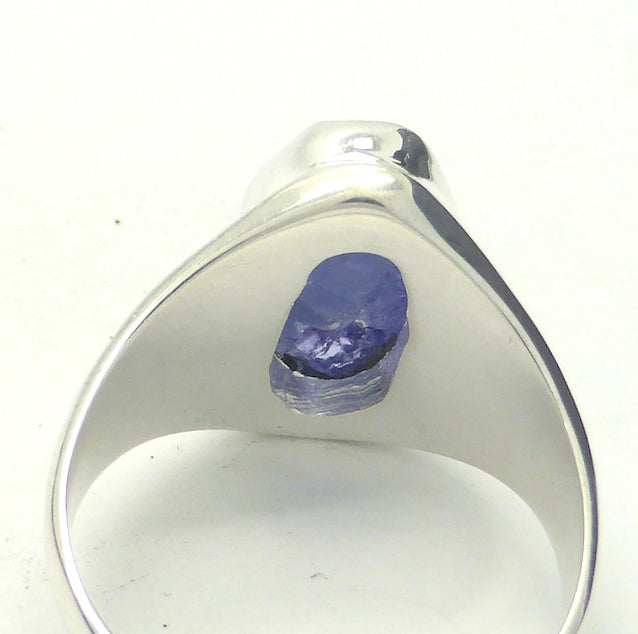 Tanzanite Ring | Rough Nugget | Beautiful blue violet | 925 Sterling Silver | Bezel set in a signet style with substantial silver | US Size 8 | AUS Size P1/2 | reach your Highest Spiritual potential | Genuine Gems from Crystal Heart Melbourne since 1986