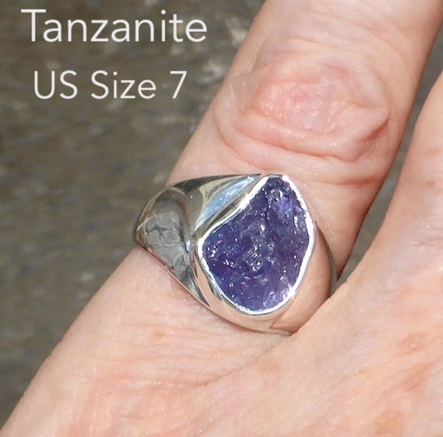 Tanzanite Ring, Raw Nugget, Signet Style, 925 Silver r3