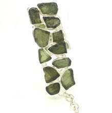 Load image into Gallery viewer, Moldavite Nugget 2 line Large Bracelet, 925 Silver