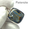 Pietersite Pendant | Square Cabochon | 925 Sterling Silver  | Blue and Gold Swirls | strength flexibility creativity determination | Genuine Gems from Crystal Heart Melbourne Australia since 1986