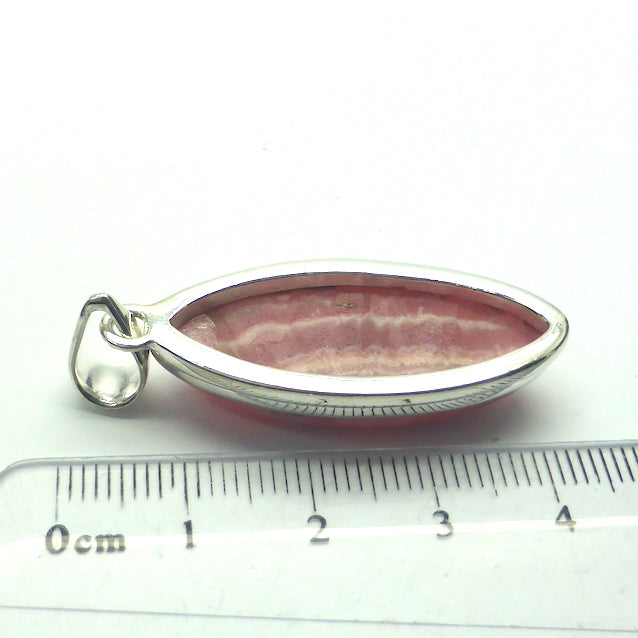 Rhodochrosite Pendant | Translucent Salmon pink with good translucence | 925 Sterling Silver Setting with open back | Deep compassion, wish fulfillment | Genuine Gems from Crystal Heart Melbourne Australia since 1986