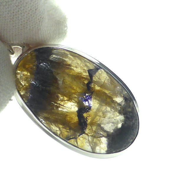 Fluorite Pendant | Blue John | Derbyshire UK | Oval Cabochon | 925 Sterling Silver | Purple and Gold  | Study | Release Inner Genius | Pisces, Capricorn | Genuine Gems from Crystal Heart Melbourne Australia since 1986