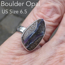 Load image into Gallery viewer, Boulder Opal Ring | 925 Silver | Australian Stone | US Ring Size 6.5 | AUS Size  M1/2 | Focus emotional creative will onto physical goals | Genuine Gems from Crystal Heart Melbourne since 1986