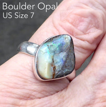 Load image into Gallery viewer, Boulder Opal Ring | 925 Silver | Australian Stone | US Ring Size 7 | AUS Size  N1/2 | Focus emotional creative will onto physical goals | Genuine Gems from Crystal Heart Melbourne since 1986
