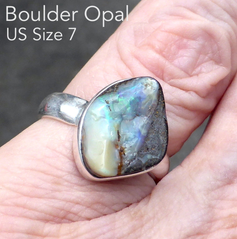 Australian Boulder Opal Ring, 925 Silver, r2