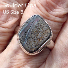 Load image into Gallery viewer, Boulder Opal Ring | 925 Silver | Australian Stone | US Ring Size 8 | AUS Size  P1/2 | Focus emotional creative will onto physical goals | Genuine Gems from Crystal Heart Melbourne since 1986