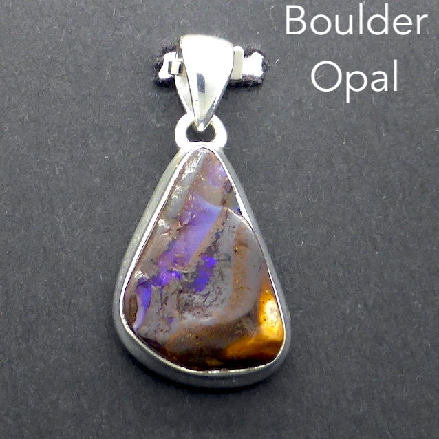 Boulder Opal Pendant | 925 Silver | Australian Stone | Blue and Prple Flash | Heart Centred Spirit | Genuine Gems from Crystal Heart Melbourne since 1986