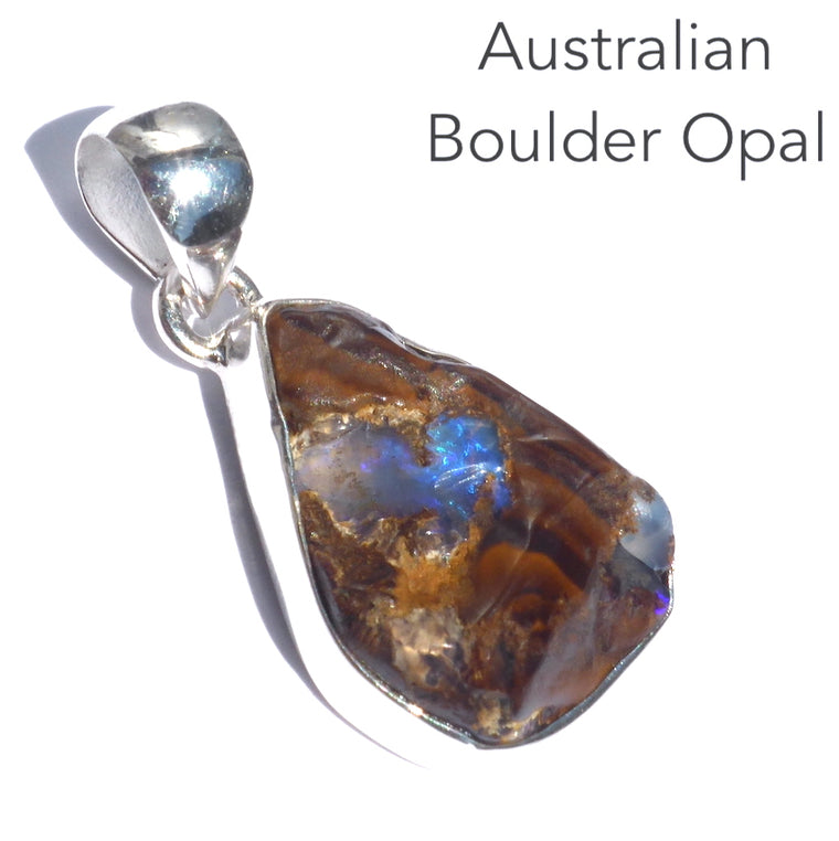 Australian Boulder Opal Pendant, 925 Silver, r2