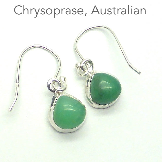Chrysoprase Earrings, Teardrop Cabochon, 925 Silver r3