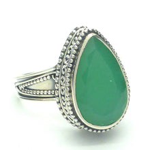 Load image into Gallery viewer, Chrysoprase Ring | Oval Cabochon | 925 Sterling Silver | Ornate Ethnic Silver Detail | US Size 9 | AUS Size R1/2 | Perfect Apple Green | Good Translucency | AKA Australian Jade | Empowering healer | Genuine Gemstones from Crystal Heart Melbourne Australia since 1986