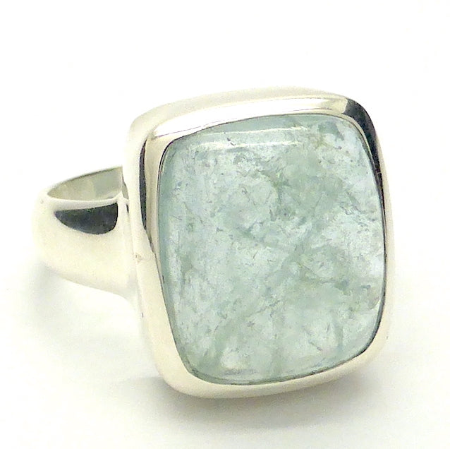 Aquamarine Ring | Large Cabochon Oblong | 925 Sterling Silver | US Size 9 | AUS Size R1/2 | Genuine Gems from Crystal Heart Melbourne Australia since 1986