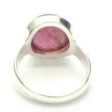 Load image into Gallery viewer, Pink Rubellite Tourmaline Ring | Round Domed Cabochon | 925 Sterling | Bezel Set | US Size 9 | AUS Size R1/2 | Problem solving through insight | Self Empowerment | Loving and passionate | Genuine Gems from Crystal Heart Australia since 1986