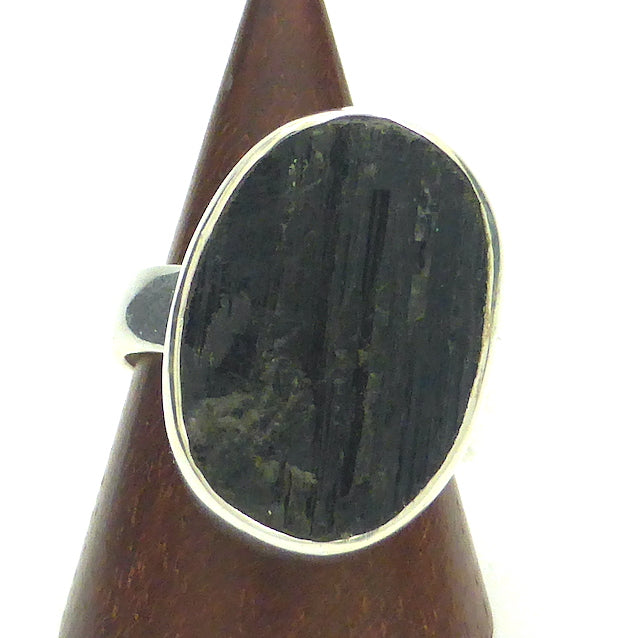 Black Tourmaline Ring | Natural uncut raw crystal | Bezel set | Open Back | 925 Sterling Silver | AUS Size Q1/2 | US Size 8.5 | Star Stone Virgo Gemini Libra Taurus | Genuine Gems from Crystal Heart Melbourne Australia since 1986