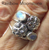 Rainbow Moonstone Ring with Blue Flashes | 2 Oval Faceted Stones | 925 Sterling silver | US size | 6 | 7 | 8 | 9 | Leo Stone | Genuine Gems from Crystal Heart Melbourne Australia since 1986