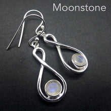 Load image into Gallery viewer, Moonstone Gemstone Earrings | Faceted Rounds | 925 Sterling Silver | Infinity Loop | Genuine Gems from Crystal Heart Melbourne Australia since 1986