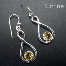 Load image into Gallery viewer, Citrine Gemstone Earrings | Faceted Rounds | 925 Sterling Silver | Infinity Loop | Genuine Gems from Crystal Heart Melbourne Australia since 1986