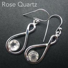 Load image into Gallery viewer, Rose Quartz Gemstone Earrings | Faceted Rounds | 925 Sterling Silver | Infinity Loop | Genuine Gems from Crystal Heart Melbourne Australia since 1986