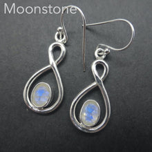Load image into Gallery viewer, Rainbow Moonstone Gemstone Earrings | Faceted Ovals | 925 Sterling Silver | Infinity Loop | Genuine Gems from Crystal Heart Melbourne Australia since 1986