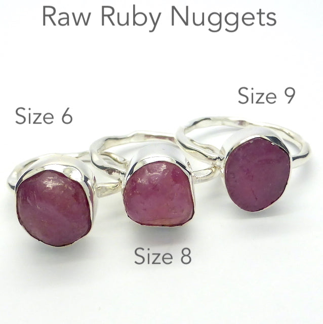Ruby Ring, Raw Nugget, 925 Silver, kr