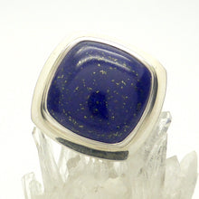 Load image into Gallery viewer, Lapis Lazuli Ring | US Ring Size 7 to 8 | Square Cabochon | Deep Blue Consistent Colour | Spangled with golden flecks of Pyrites |  Bezel Set | 925 Sterling Silver | Open Back | Messenger of the Gods | Meditation | Inner Truth | Genuine Gems from Crystal Heart Melbourne Australia since 1986