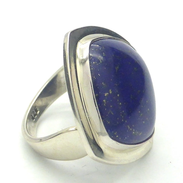 Lapis Lazuli Ring | US Ring Size 7 to 8 | Square Cabochon | Deep Blue Consistent Colour | Spangled with golden flecks of Pyrites |  Bezel Set | 925 Sterling Silver | Open Back | Messenger of the Gods | Meditation | Inner Truth | Genuine Gems from Crystal Heart Melbourne Australia since 1986