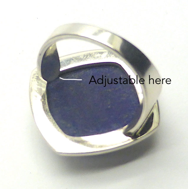 Lapis Lazuli Ring | US Ring Size 7 to 8 | Square Cabochon | Deep Blue Consistent Colour | Spangled with golden flecks of Pyrites |  Bezel Set | 925 Sterling Silver | Open Back | Messenger of the Gods | Meditation | Inner Truth | Genuine Gems from Crystal Heart Melbourne Australia since 1986