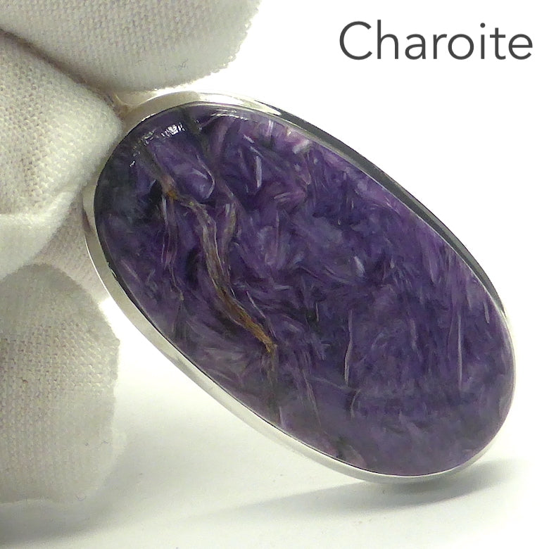 Charoite Pendant | Bright Purple Cabochon | 925 Sterling silver | Awaken Spiritual Powers | Courage on the Path | Genuine Gemstones from Crystal Heart Melbourne Australia since 1986