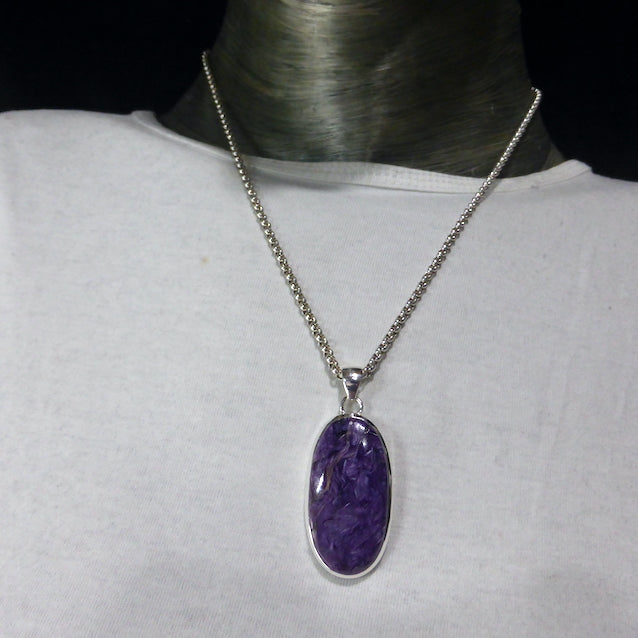 Charoite Pendant | Bright Purple Cabochon | 925 Sterling silver | Awaken Spiritual Powers | Courage on the Path | Genuine Gemstones from Crystal Heart Melbourne Australia since 1986