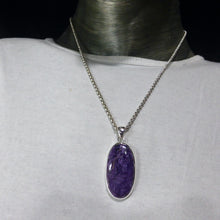 Load image into Gallery viewer, Charoite Pendant | Bright Purple Cabochon | 925 Sterling silver | Awaken Spiritual Powers | Courage on the Path | Genuine Gemstones from Crystal Heart Melbourne Australia since 1986