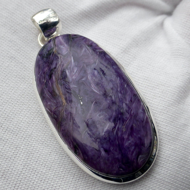 Charoite Pendant | Bright Purple Cabochon | 925 Sterling silver | Awaken Spiritual Powers | Courage on the Path | Genuine Gemstones from Crystal Heart Melbourne Australia since 1986
