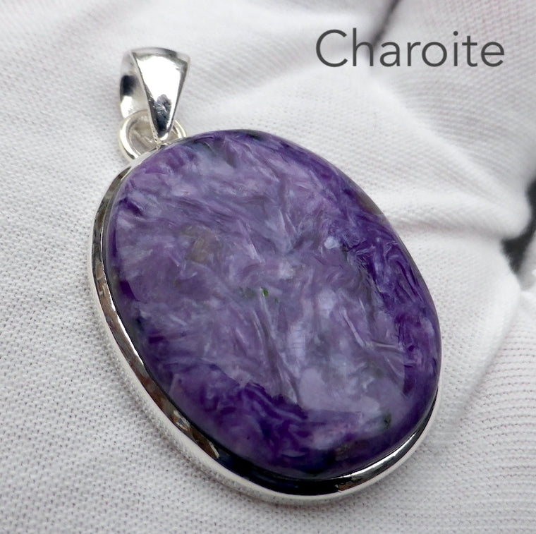 Charoite Pendant, Oval Cabochon, 925 Silver k2
