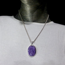 Load image into Gallery viewer, Charoite Pendant | Bright Purple Cabochon | 925 Sterling silver | Awaken Spiritual Powers | Courage on the Path | Genuine Gemstones from Crystal Heart Melbourne Australia since 1986