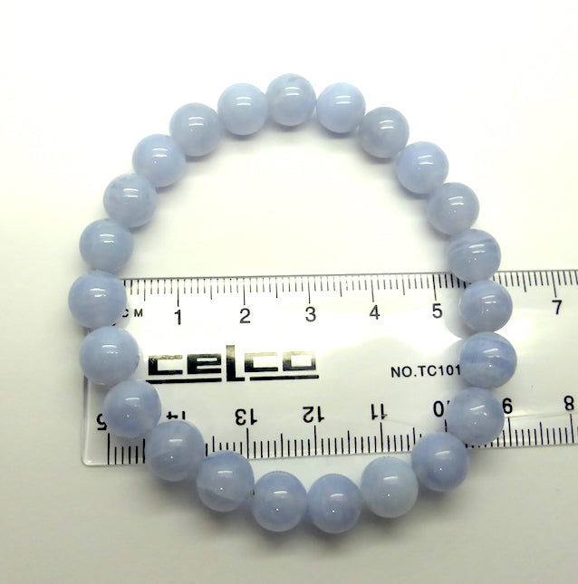 Blue Lace Agate Beaded Stretch Bracelet | 8mm or 10 mm Beads | Fair Trade Semi Precious Gemstone Bracelets | Stretch Bracelet | Genuine Gemstones from Crystal Heart Melbourne Australia since 1986