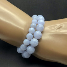 Load image into Gallery viewer, Blue Lace Agate Beaded Stretch Bracelet | 8mm or 10 mm Beads | Fair Trade Semi Precious Gemstone Bracelets | Stretch Bracelet | Genuine Gemstones from Crystal Heart Melbourne Australia since 1986
