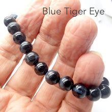 Load image into Gallery viewer, Blue Tiger Eye Beaded Stretch Bracelet | AKA Hawks&#39; Eye |  8mm Beads | Fair Trade Semi Precious Gemstone Bracelets | Genuine Gemstones from Crystal Heart Melbourne Australia since 1986