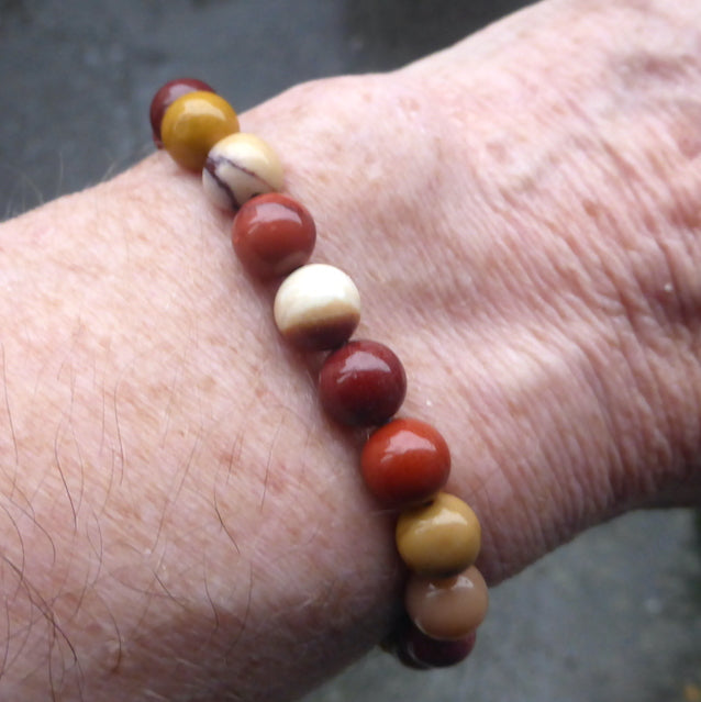 Mookaite Beaded Stretch Bracelet | 8mm beads | Strong Elastic | Fair Trade | Australian Stone | Dream Time | Ancestral spirits | Connection to the Land | Genuine Gems from Crystal Heart Melbourne Australia since 1986