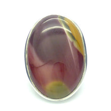 Load image into Gallery viewer, Australian Mookaite Ring  | 925 Sterling Silver | Oval Cabochon | Rich Ochre and Wine or Maroon | Quality Bezel Setting | US Ring Size 7.75 | AUS Size P | Dreamtime | Ancestral Spirits | Genuine Gems from Crystal Heart Melbourne Australia since 1986