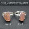 Rose Quartz Ring | Raw Nuggets | Gem quality gemstones | Deep colour and good transparency | 925 Sterling Silver | US Size 5.5 or 8 | Star Stone Taurus Libra  | Genuine Gemstones from Crystal Heart Melbourne since 1986 