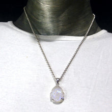 Load image into Gallery viewer, Natural Rainbow Moonstone Pendant | Buddha Head Carving Sculpture | 925 Sterling Silver | Strong Blue Purple Flash | Golden Pathway | Emotional Liberation | Meditation | Serene Contentment and Joy | Genuine Gems from Crystal Heart Melbourne Australia 1986