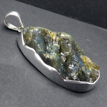 Load image into Gallery viewer, Labradorite Pendant | Raw Unpolished Oval | Bezel Set | Vibrant Blue, Turquoise, Green and Gold Flashes |  Genuine Gems from Crystal Heart Melbourne Australia since 1986