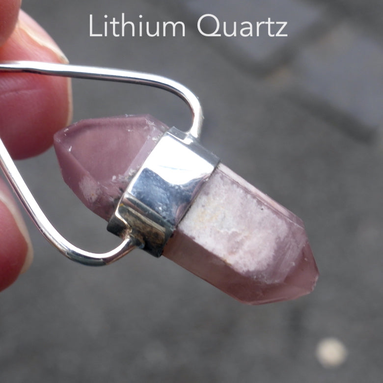 Lithium Quartz Pendant Natural Point 925 Silver mj2 Crystal