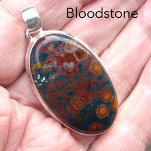 Load image into Gallery viewer, Bloodstone or Heliotrope Pendant | Cabochon | Blood Red Spots in Green Jasper | Easter Stone | 925 Sterling Silver | Kundalini Healing and transformation | Genuine Gems from Crystal Heart Melbourne Australia since 1986