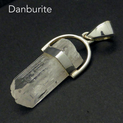 Danburite Natural Crystal Pendant | Uncut Raw Stone  | 925 Sterling Silver | Open Top allows energy to flow freely from Heaven to Earth | Soft intellectual light | Gentle Transformation | Genuine gemstones from Crystal Heart Melbourne Australia since 1986