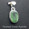 Faceted Green Kyanite Pendant | Gem Quality Oval Stone  | 925 Sterling Silver | Protectively redirects negative energy | Uplift unblock protect Heart | Creativity | Genuine Gems from Crystal Heart Melbourne Australia since 1986