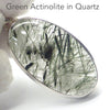 Green Actinolite in Clear Quartz Pendant | Large Oval Cabochon | Bezel Set | Open Back | 925 Sterling Silver | Protective | Self Esteem | Direction | Genuine Gems from Crystal Heart Melbourne Australia since 1986